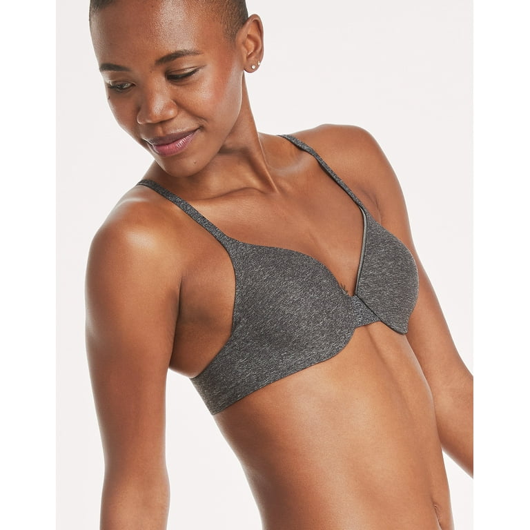 Hanes Ultimate Women's Unlined Wireless Bra with T-Shirt Softness Sterling  Grey Heather Print S