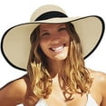 thumbnail image 2 of ZHENHONG Sun Hats for Women Summer Leisure Outing Sun Hat Floppy Vacation Beach Straw Hat Casual Solid Headwear Beige, 2 of 3