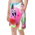 thumbnail image 4 of Kirby Animal Cartoon Boy's Board Shorts Teen Swim Trunks Drawstring Quick Dry Beach Shorts Summer Beachwear with Mesh Lining and Pockets, 4 of 8