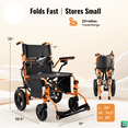 thumbnail image 5 of MediNex Electric Wheelchair, 20+ Miles Range(350LBS) ,Lightweight Foldable Electric Wheelchairs for Adults,12Ah Lithium Battery,Motorized Wheelchair,Orange,18in Width, 5 of 10