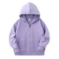 thumbnail image 3 of GYRATEDREAM Unisex Kids Soft Brushed Fleece Basic Hooded Sweatshirt Full Zip-Up Hoodie Sweater Jacket for Boys or Girls 4-5Y Purple, 3 of 5