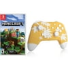 Minecraft Game Disc and Upgraded Wireless Switch Pro Controller for Nintendo Switch/OLED/Lite Orange, with Headphones Jack, Programmable, Turbo, Wakeup