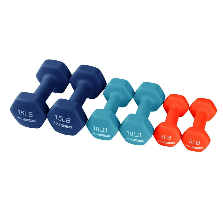 HolaHatha Home Fitness Hexagon Dumbbells 5 10 15 Pound Set with Storage Rack Walmart