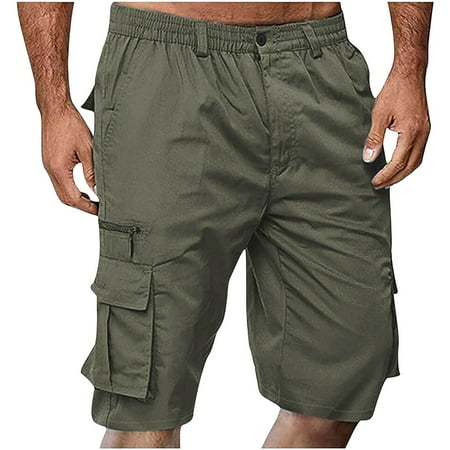 SNOWSONG Cargo Pants Casual Pants Men s Casual Multi-Pocket Loose Straight Leg Shorts Work Shorts Mechanic Pants Men Apparel Army Green XL
