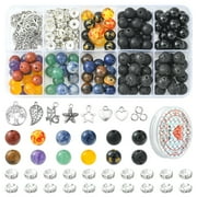 1set DIY Chakra Yoga Bracelet Making Kit Include Natural Synthetick Mixed Gemstone Resin Beads