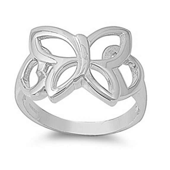 Simple Butterfly Cutout Filigree Wings Ring .925 Sterling Silver Band Jewelry Female Male Size 9