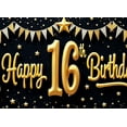 thumbnail image 4 of Golden Balloons Happy Birthday Party Banner Decorative Flag for Sweet 16 Indoor Event Celebration, 4 of 7