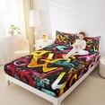 thumbnail image 5 of Homewish Cartoon Graffiti Twin Sheet Sets, Hip Hop Lover Twin Fitted Sheet, Teens Kids Boys Girls Flat Sheet, Luxury Bedroom Decor, 3 Pieces, 5 of 8