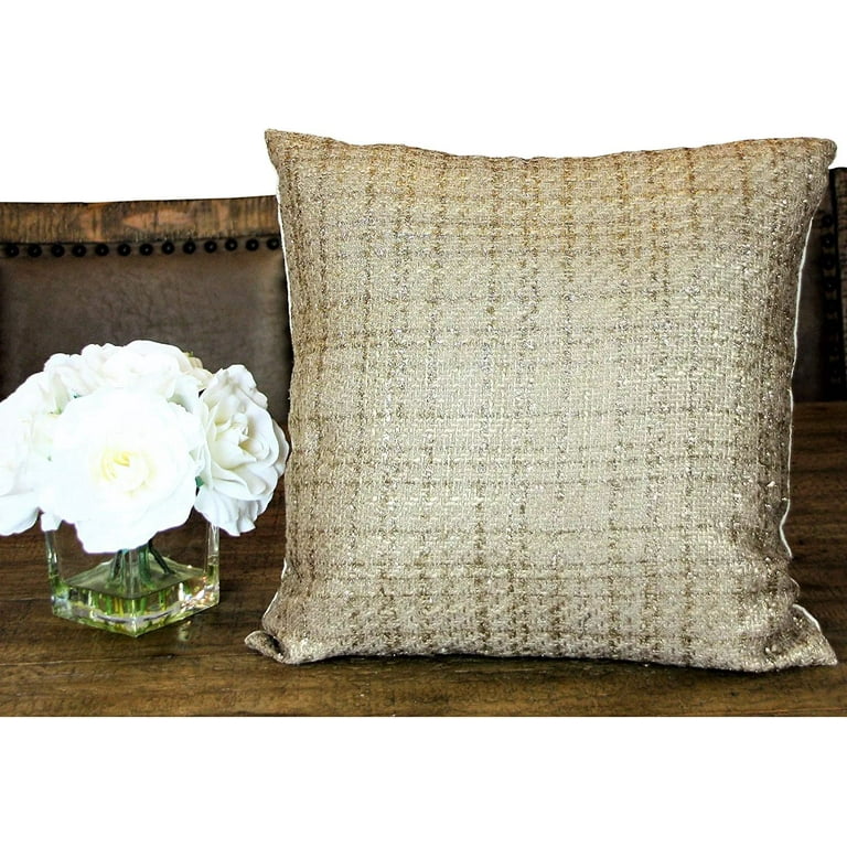 Tweed Decorative Pillow Cover – Throw Pillow Cover with Gold