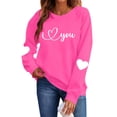 thumbnail image 2 of Women's Valentine's Day Printed Long Sleeve Round Neck Sweatshirt With Heart Designs, 2 of 9