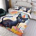 thumbnail image 3 of Fiesta del Gato Negro Conjunto de sábanas temático, trío de piezas, cómodo y amigable con la piel, diseño único, regalo de decoración para el hogar para familiares, amigos y fans,140cm *210cm, 3 of 6