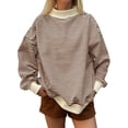 thumbnail image 2 of Women Oversized Mockneck Sweatshirt Striped Mock Neck Long Sleeve Pullover Shirt Fall Winter Lounge Tops M, 2 of 5
