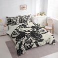 thumbnail image 3 of Manfei Moth Butterfly Twin Bedding Sets 7-Piece for Kid, Gothic Skull Skeleton Bedding Comforter Set, Vintage Flower Floral Reversible Sheet Sets, Lightweight Room Decor, 3 of 7