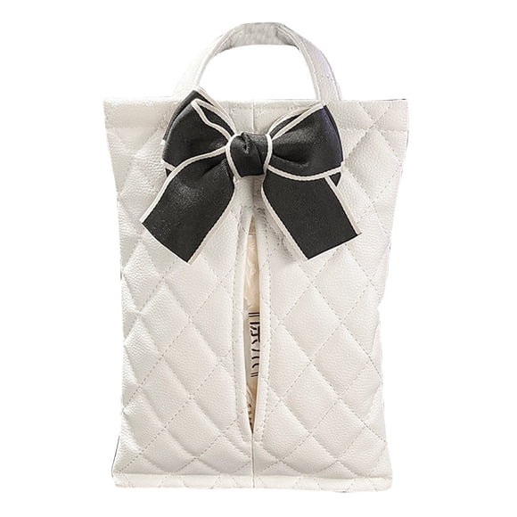 Bolsa de pañuelos para coche, impermeable, con lazo, color blanco.