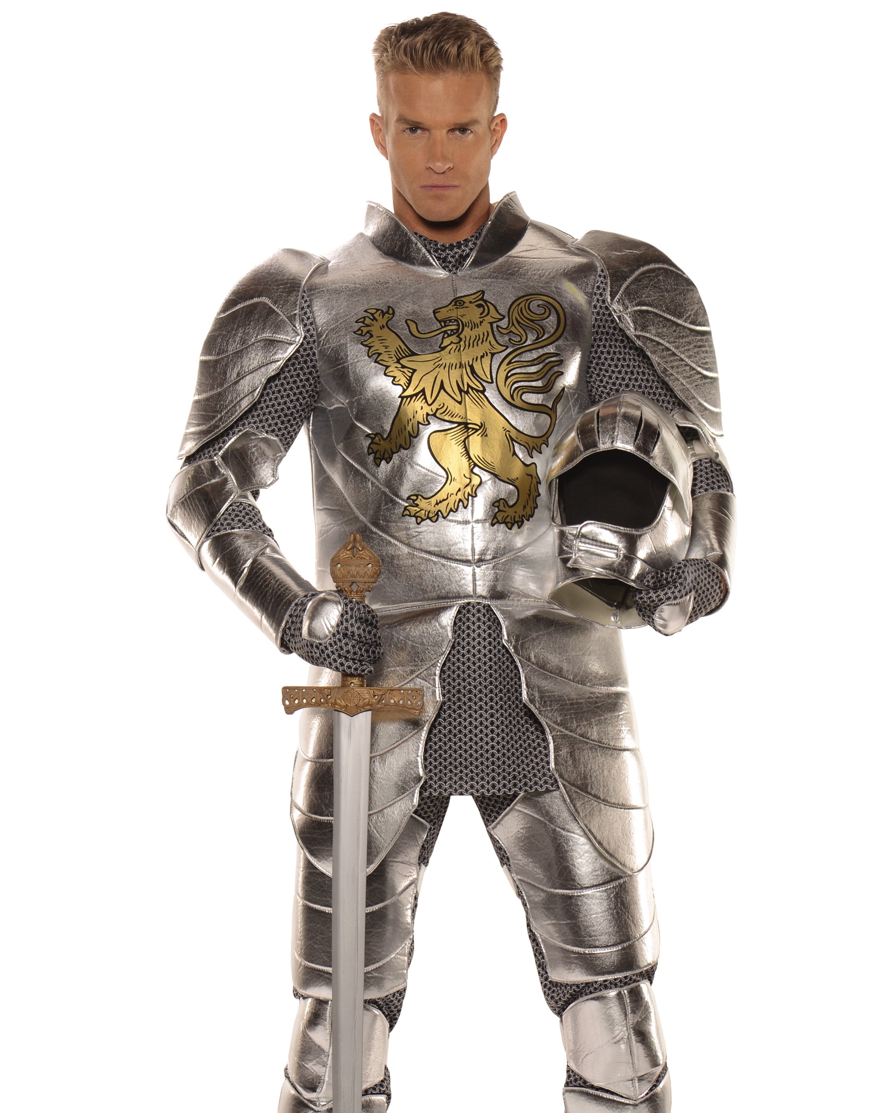 Knight in Shining Armour Adult Mens Costume Medieval Renaissance Silver