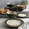 thumbnail image 6 of Gibson Studio Kirsten 12-Piece Brown Metallic Reactive Dinnerware Set, 6 of 6