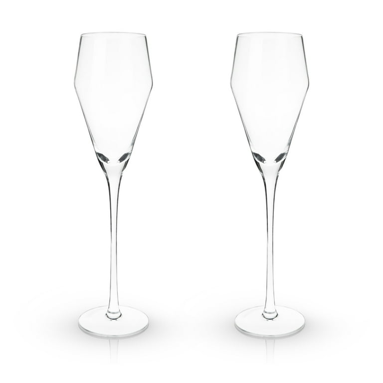 Viski Raye Angled Crystal Prosecco Glasses Set of 2