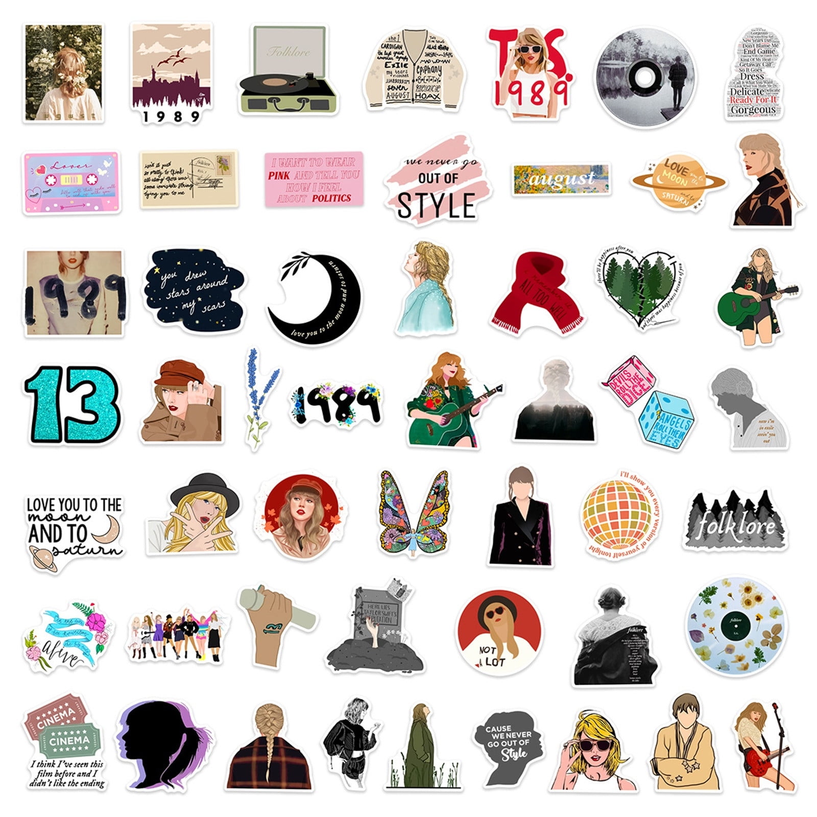 Taylor Swift,Taylor Swift 1989,Taylor Swift Stickers,Swifty Concert Support  Face Sticker Waterproof Peripheral Sticker Long-lasting Simulation 