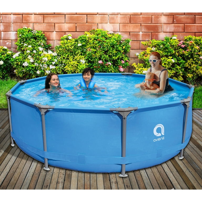 JLeisure Avenli 10 Foot x 30 Inch Steel Frame Above Ground Swimming Pool