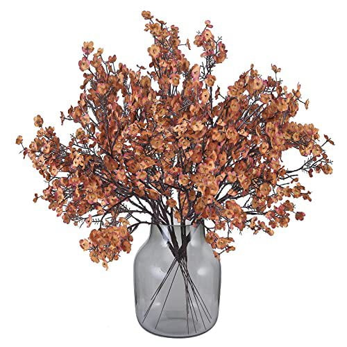 Nvzi 12 manojos de flores artificiales de Gypsophila para decoración otoñal, ramos de flores a granel para el hogar, dormitorio, boda, fiesta, decoración navideña (marrón)