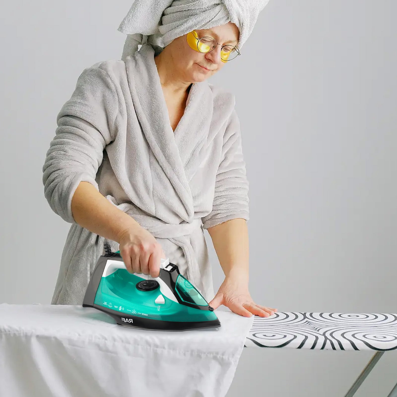 Gnmfd Expertise 2200W Steam Iron for Clothes Fast Even Heat Nonstick Soleplate Scratch Resistant Comfort Grip True Position Steam Holes for Efficient Wrinkle Removal Cotton Wool Silk Linen Home Use