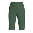 thumbnail image 4 of Besolor Women's Yoga Shorts Knee Length High Elastic Waisted Side Slit Hem Slim Fitting Comfy Casual Athletic Workout Half Pants, 4 of 7