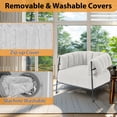thumbnail image 5 of Modern Accent Chair, Upholstered Corduroy Living Room Chair, Soft Leisure Chair for Bedroom, Comfy Reading Armchair, Beige, 5 of 6