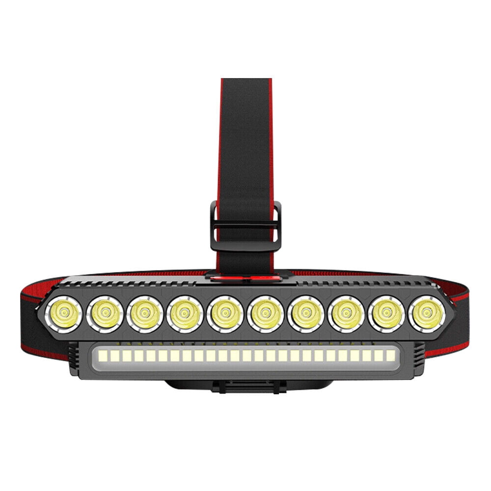 COB 10LED Headlamp Rechargeable Headlight Torch Work Light Bar Head Band Lamp US