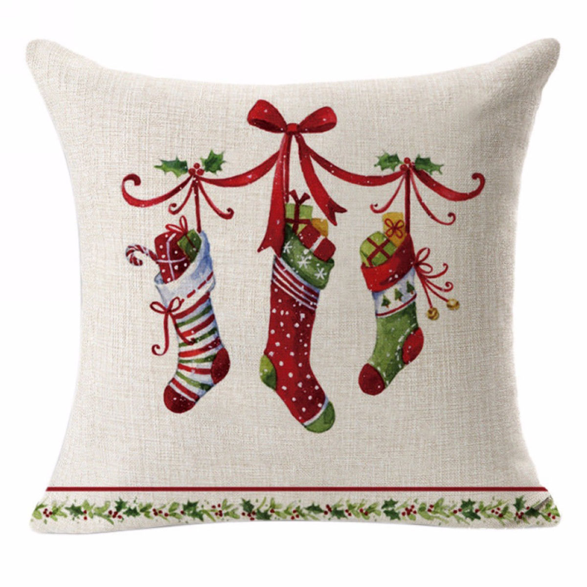 Cotton Linen Waist Throw Cushion Cover Car Pillowcase Christmas Bed Decor 18x18"
