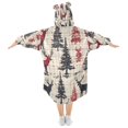 thumbnail image 2 of FORMRS Wearable Blanket Hoodie with Sleeves for Kids Cozy Flannel Sweatshirt, Red Deer, 2 of 7