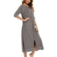 thumbnail image 3 of Half Sleeve Nightgown Stylish Pregnant Woman Loose Casual Pocket Zipper Front Nightshirt Sleepwear Gray M, 3 of 8