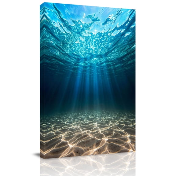 Blue Ocean Canvas Wall Art for Living Room, Underwater World Clear Water Ripple Sunlight Poster Print Painting for Bedroom Office Home Decoration Wall Pictures Prepare To Hang 8"x10"