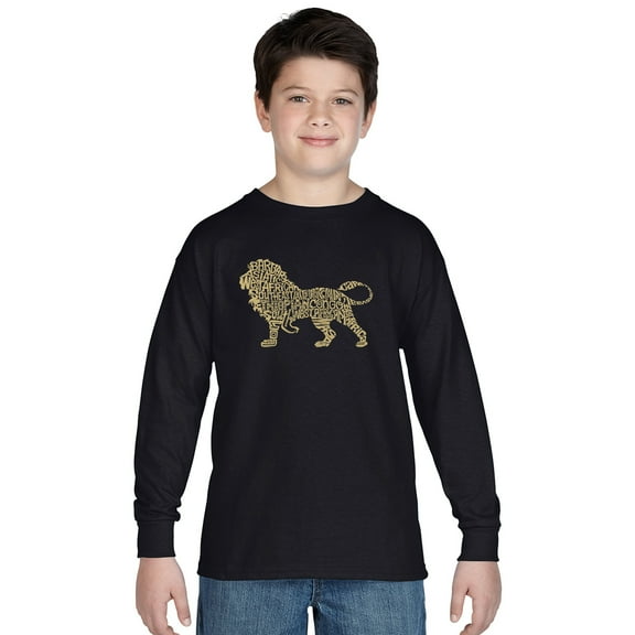 LA Pop Art Boy's Word Art Long Sleeve - Lion