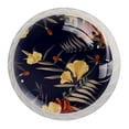 thumbnail image 1 of 4 Pcs Tropical Black Floral Knobs for Kitchen Cabinet Cupboard Dresser Bookcase Drawer Pulls Handles Round Home Decor, 1 of 8