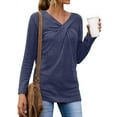 thumbnail image 4 of Nlife Women Front Knotted V Neck Long Sleeve Solid Color Top, 4 of 5
