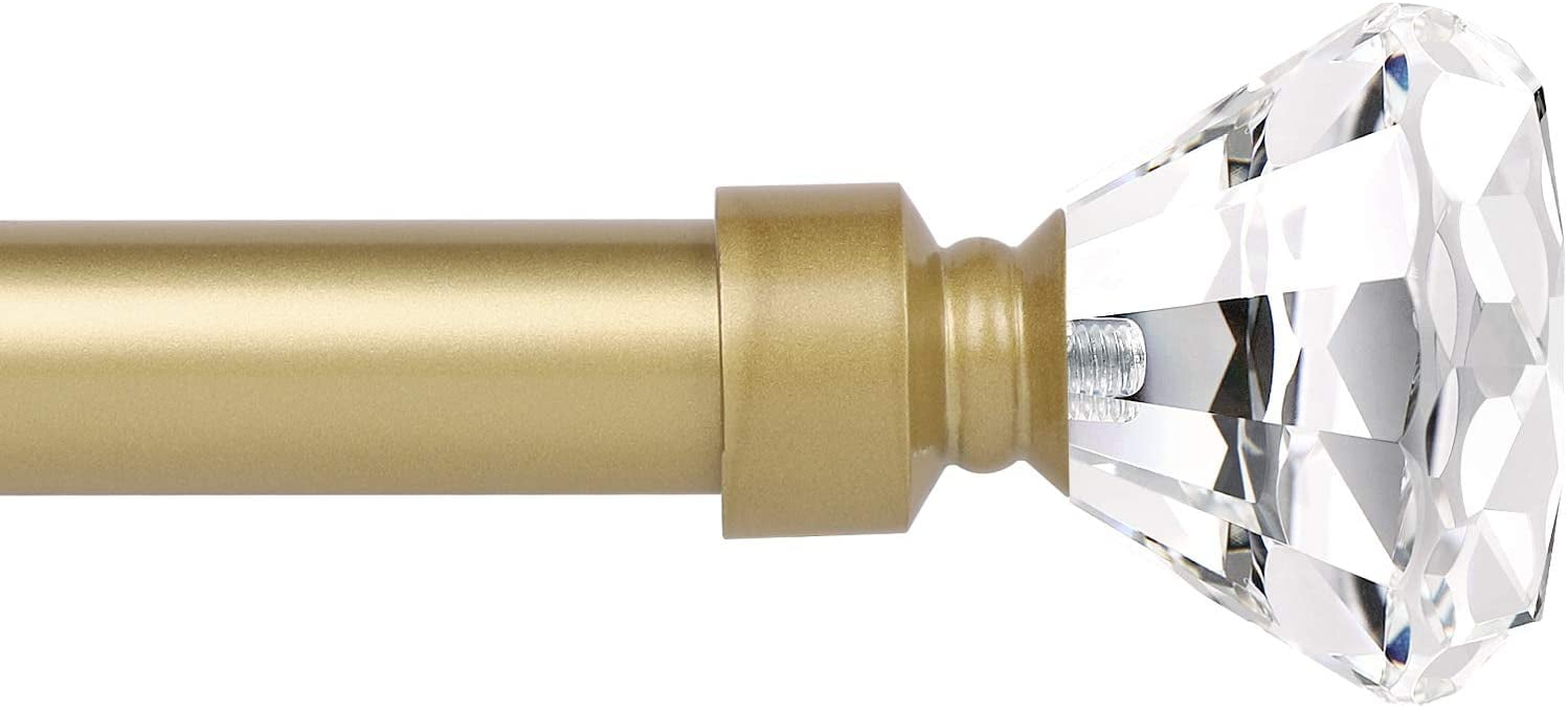 GOLD CRYSTAL DECORATOR 3/4" DIAMETER CURTAIN RODS WITH DESIGNER FINIALS 
