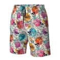 thumbnail image 4 of Disketp Men's Swim Trunks Hawaiian Breathable Surf Beach Swimsuits Mesh Lining Beach Shorts with Pockets-Skulls and Roses, 4 of 7