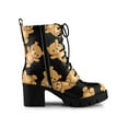 thumbnail image 3 of BLISSFUL STEP Women's Printed Platform Block Heel Combat Boots Brown Black 9.5, 3 of 7