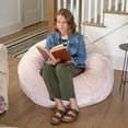 thumbnail image 3 of Emma + Oliver Oversized Blush Furry Refillable Bean Bag Chair for All Ages, 3 of 9
