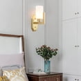 thumbnail image 4 of Modern Wall Lamp White Glass Shade Brass Wall Light, Indoor Wall Sconce Lights American Style Wall Mounted Lamps for Bedroom Living Room Hallway Stairs Lighting Fixtures, 4 of 5