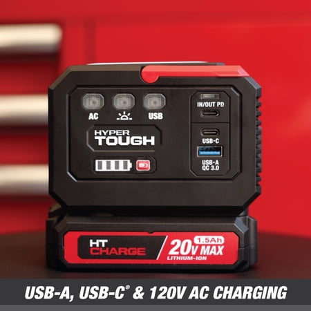 HYPER TOUGH 20V POWER INVERTER 150-WATT, 3-USB PORTS, NEW