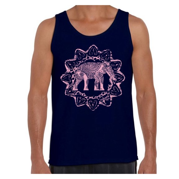 Awkward Styles Pink Elephant Tank Top for Men Patterned Tanks for Men Men's Fashion Collection Tracery Tank Top for Dad Indian Pattern T-Shirt for Men Gifts for Husband Elephant Shirts Animal T-Shirt