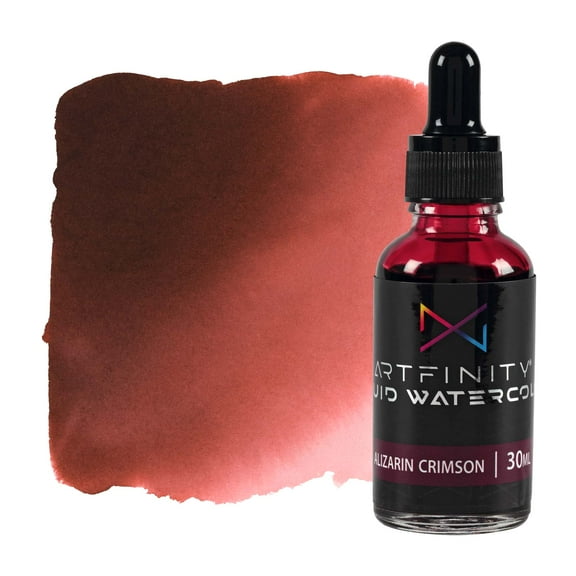 Artfinity Liquid Watercolor Paint 30 ml Bottle, Alizarin Crimson - Vibrant Dye-Based Liquid Watercolor w/ Glass Pipette, Fast-Drying, Fine Art Paint for Calligraphy, Airbrushing & Traditional Art