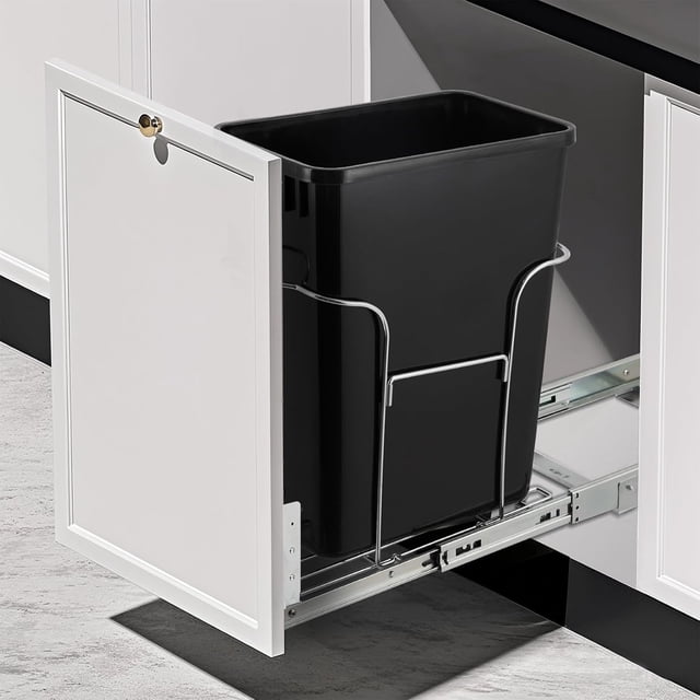 Qinaqin Stainless Steel Slide Out Garbage Can Estante para 35L Trash Pull Under Gabinete Sink (NO Can)