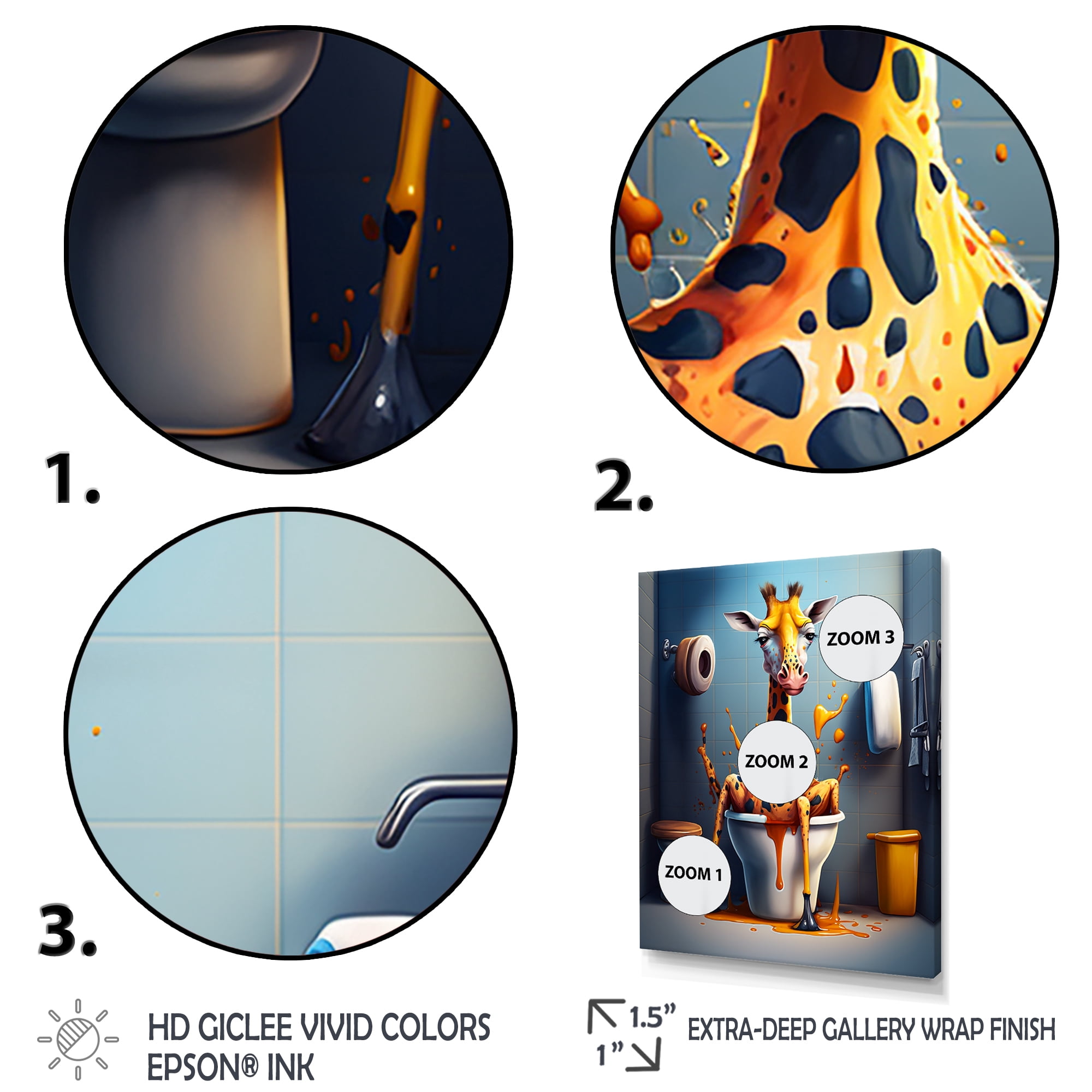 Designart Golden Giraffe Pushing A Mess I Canvas Wall Art