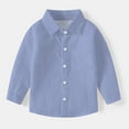 thumbnail image 4 of Efsteb Girls' Long Sleeve Shirts Button Lapel Shirts Tops Loose Fashion Casual Cute Tops Solid Color Comfy Blouses (Blue,3 Years), 4 of 6