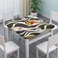 thumbnail image 3 of Black White Gold Marble Pattern Square Fitted Tablecloth with Elastic Edge,Square Table Cover,Washable Elastic Table Cover for Home Kitchen Party Decor 34"x34", 3 of 6