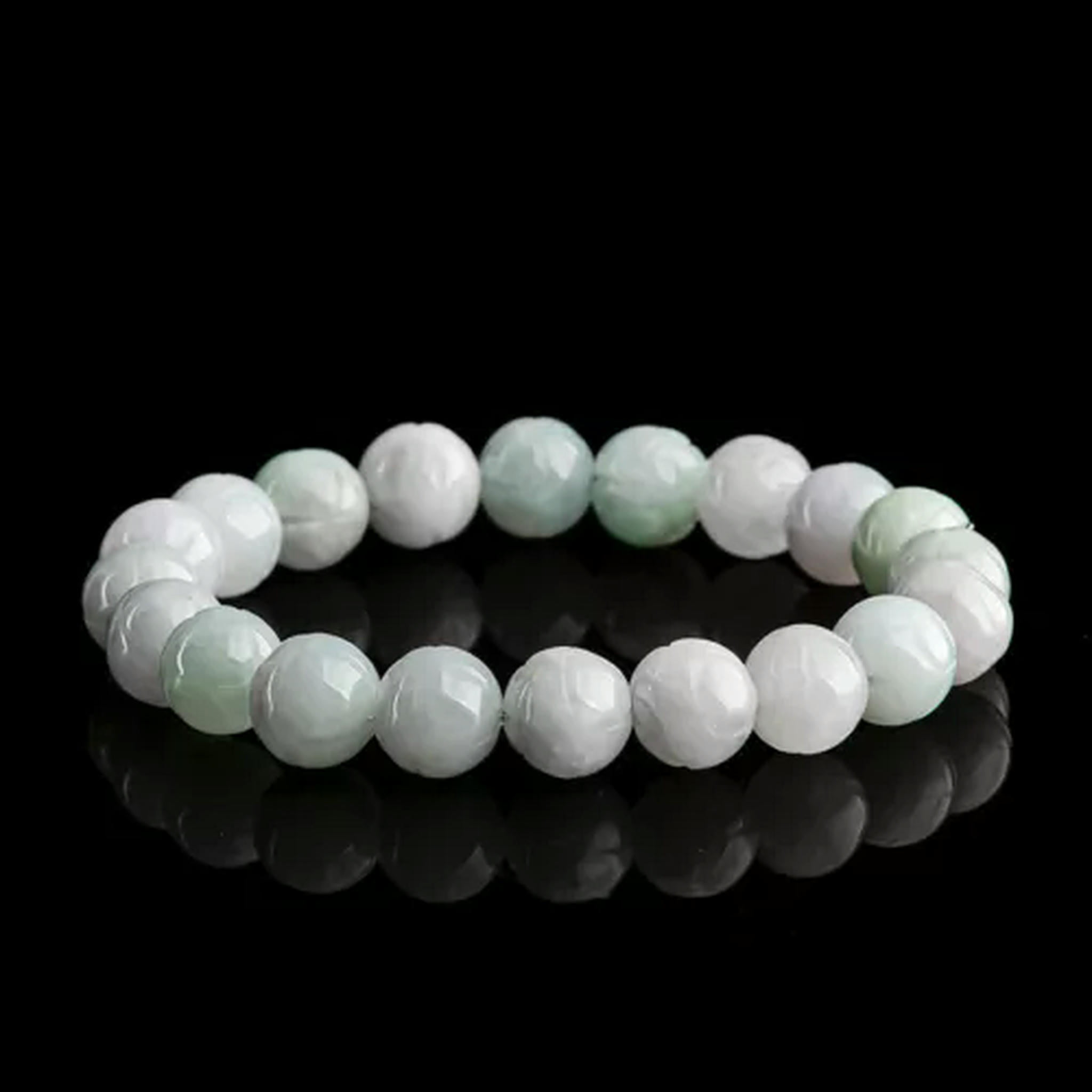 HOOUN Natural A-Grade Jade Bracelet Lotus Beaded Jade Bracelet for Men and Women-13.5mm