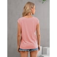 thumbnail image 4 of Nlife Women V Neck Cap Sleeve Basic T-Shirt, 4 of 5