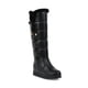 thumbnail image 1 of Botas de nieve para mujer, otoño e invierno, nuevas, cálidas, con relleno de algodón, punta redonda, aumento de altura interior, cordones laterales, botas hasta la rodilla para mujer, 1 of 6